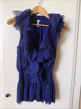 Robbi & Nikki by Robert Rodriguez Royal Blue Ruffled Sleeveless Top